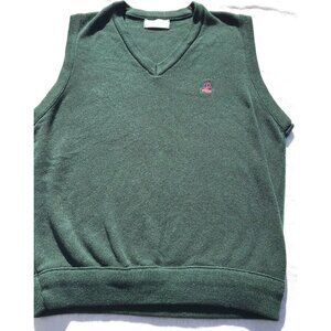 Vtg Med Izod Mens 80s 90s Green Sweater Vest Embroidered Logo USA Preppy Golf M